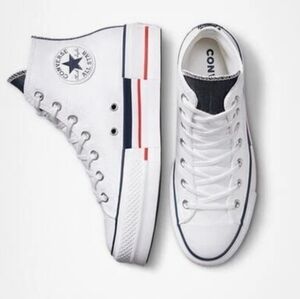 Converse Chuck Taylor Platform Retro Denim Shoe In White Size 8.5